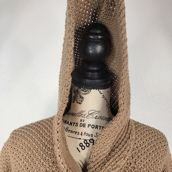 Anthropologie Sparrow Sz S Hooded Cardigan Pockets Snap Front Tan - Picture 5 of 11